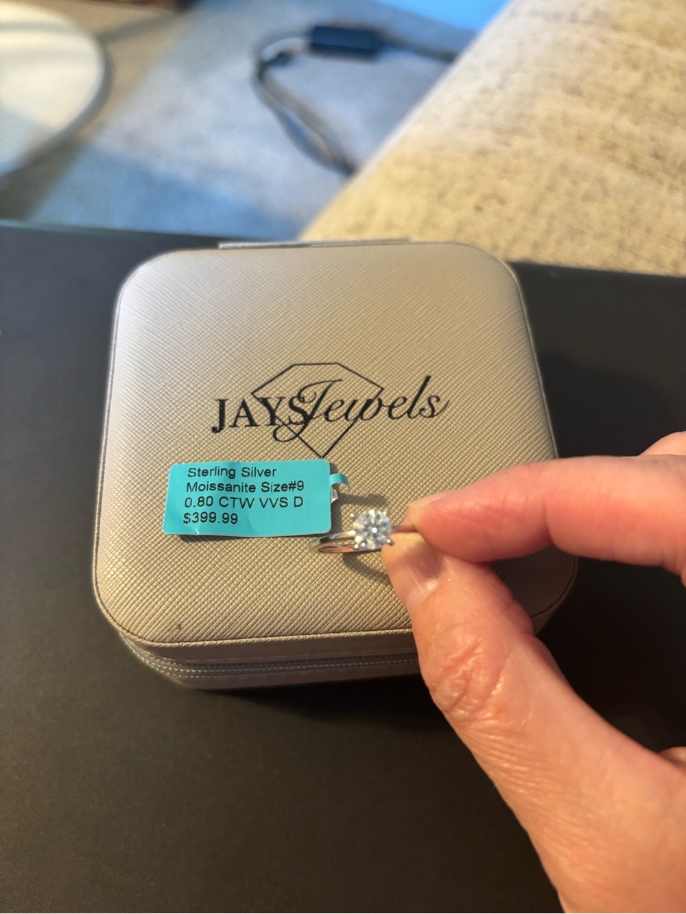 Jay's Jewels Sterling Silver Moissanite Ring - Clear/Silver